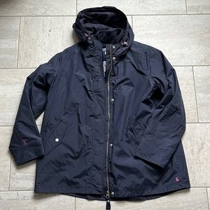 Joules navy blue rain jacket with zip in liner